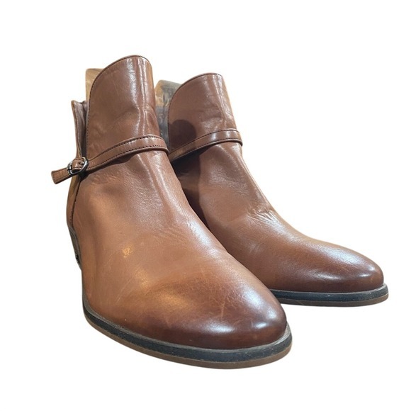 Sam Edelman Brown Leather Ankle Boots With Buckle Detail Casual Chic Women's 8